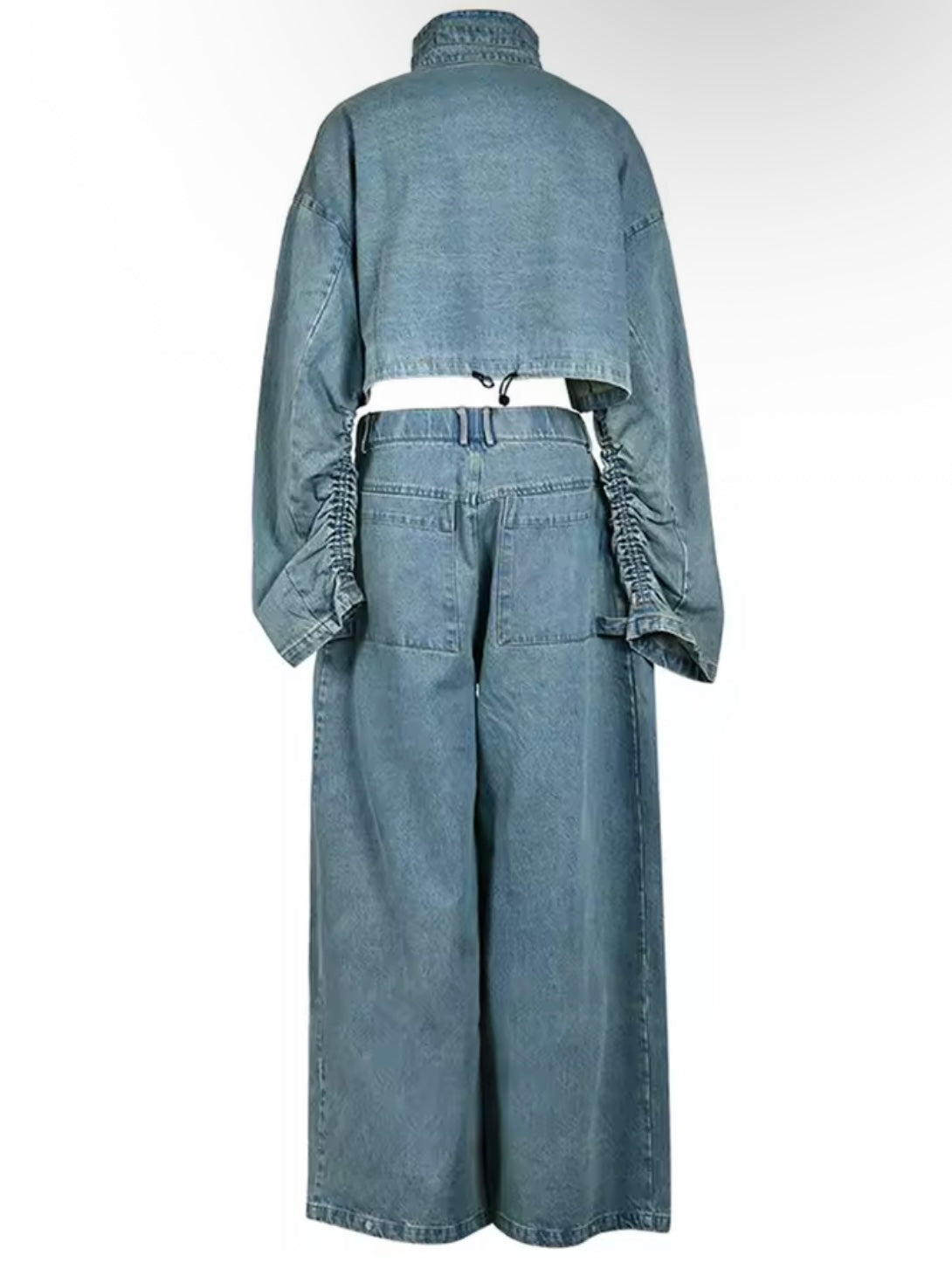 Light blue denim cargo look set of 2 jacket and pants