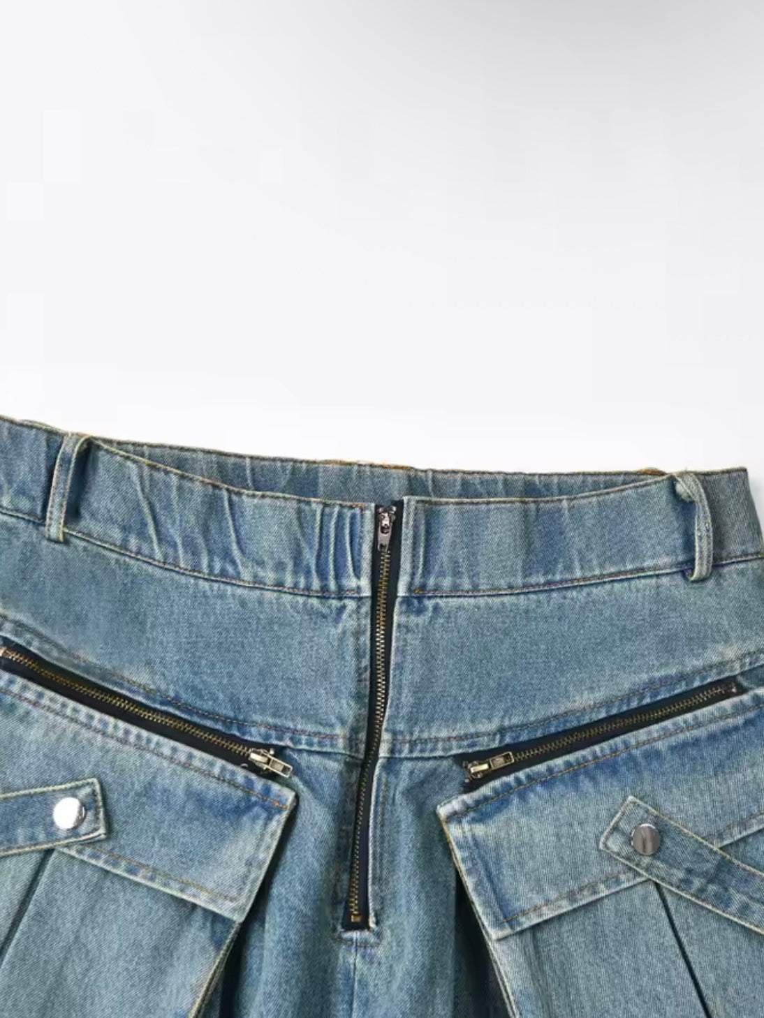 Light blue denim cargo look set of 2 jacket and pants
