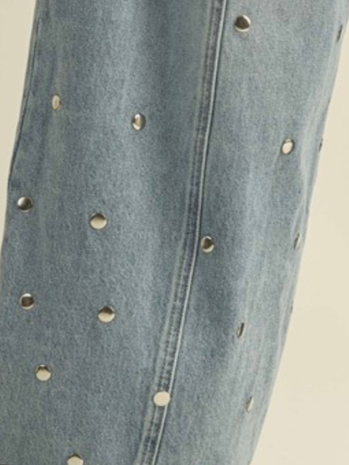 Light blue studded barrel jeans pants