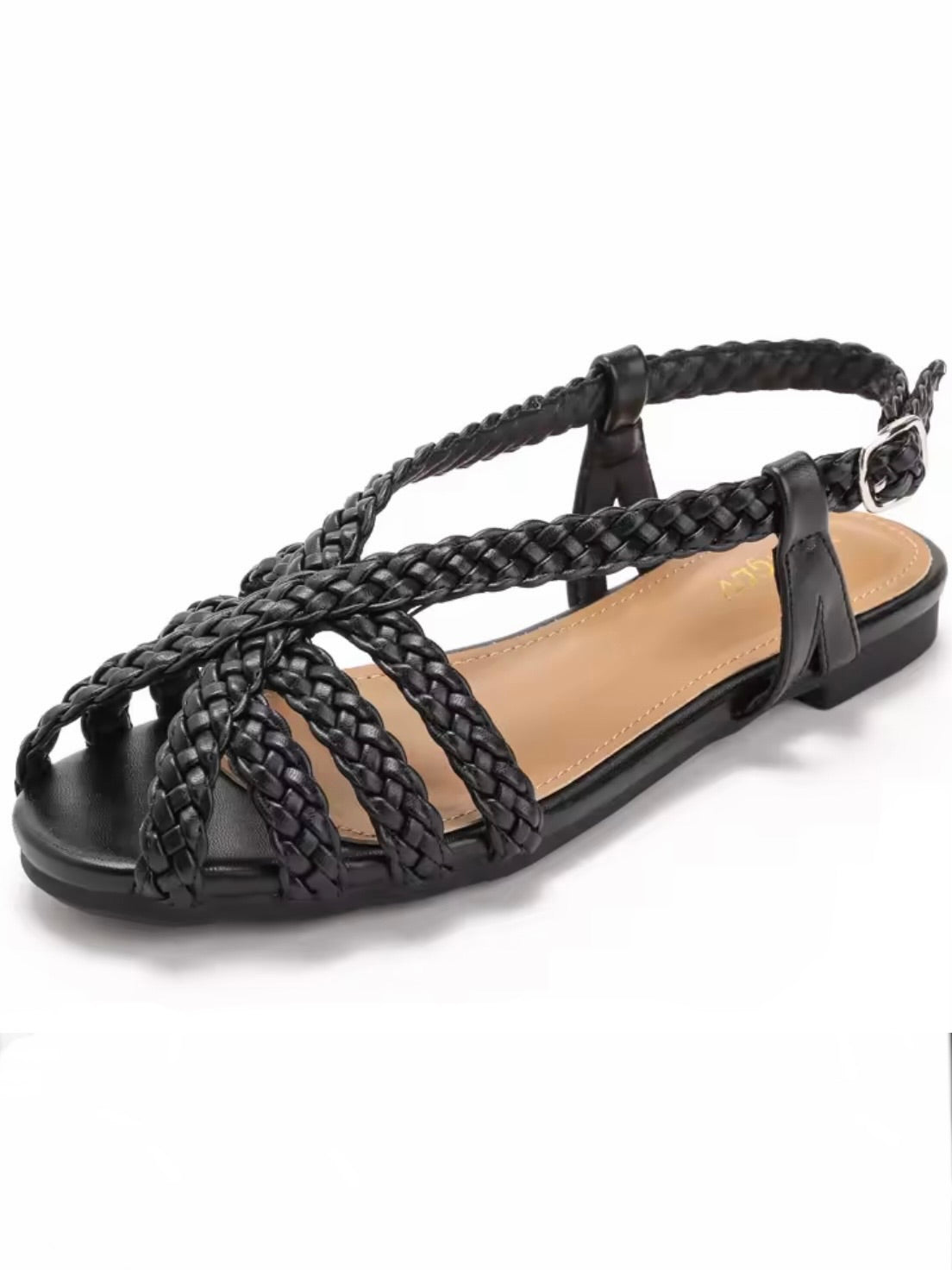 Solid color crossed straps flats shoes slingback