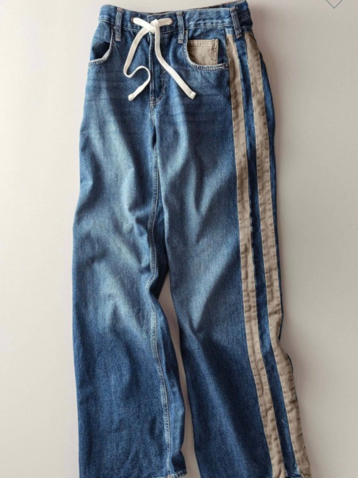 Blue and beige straps flaps pockets wide pants