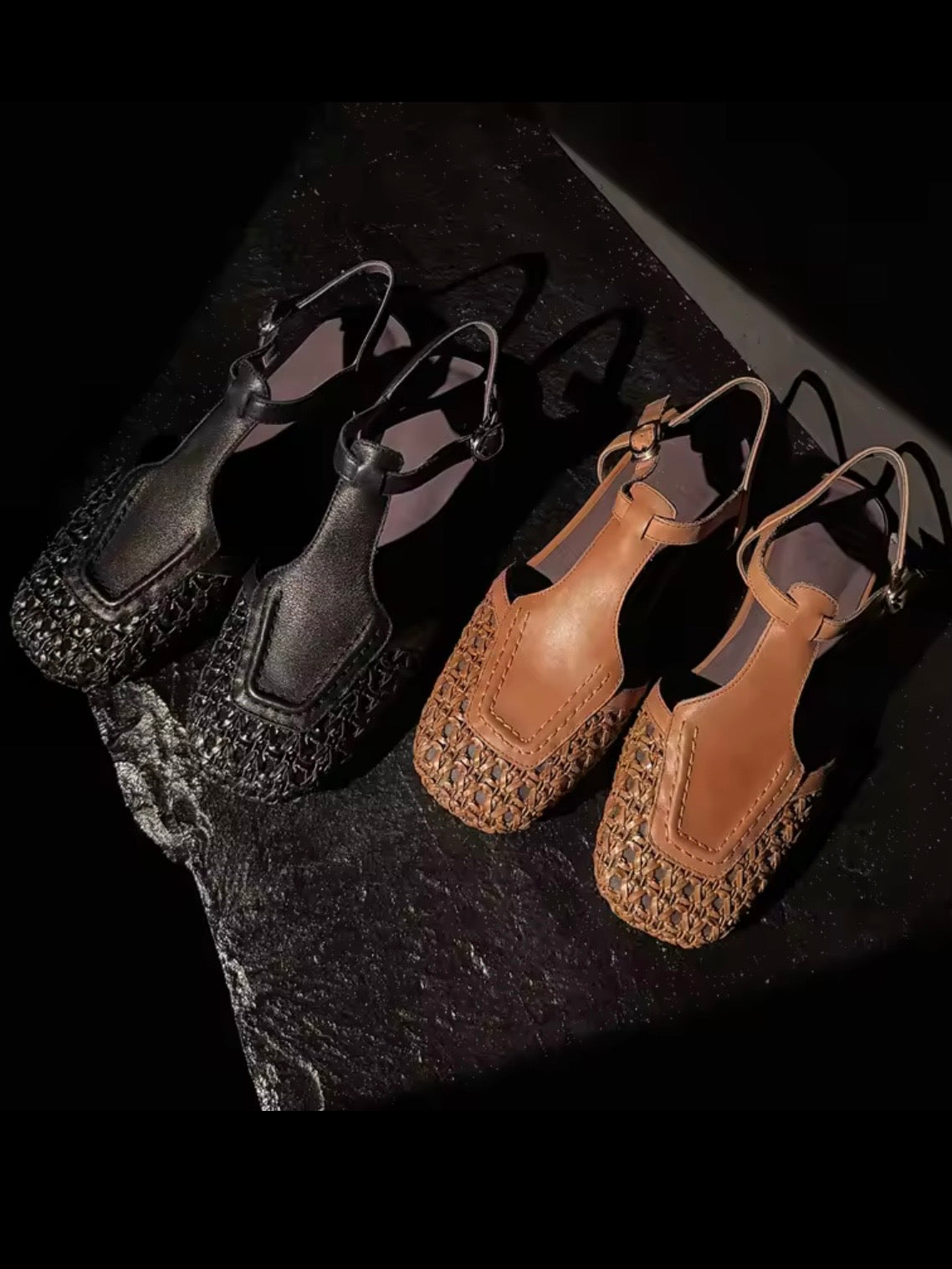 Roman flats shoes slingback round toe