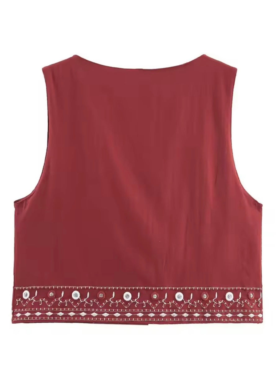 Red textured fabric set of 2 shirt and shorts pants