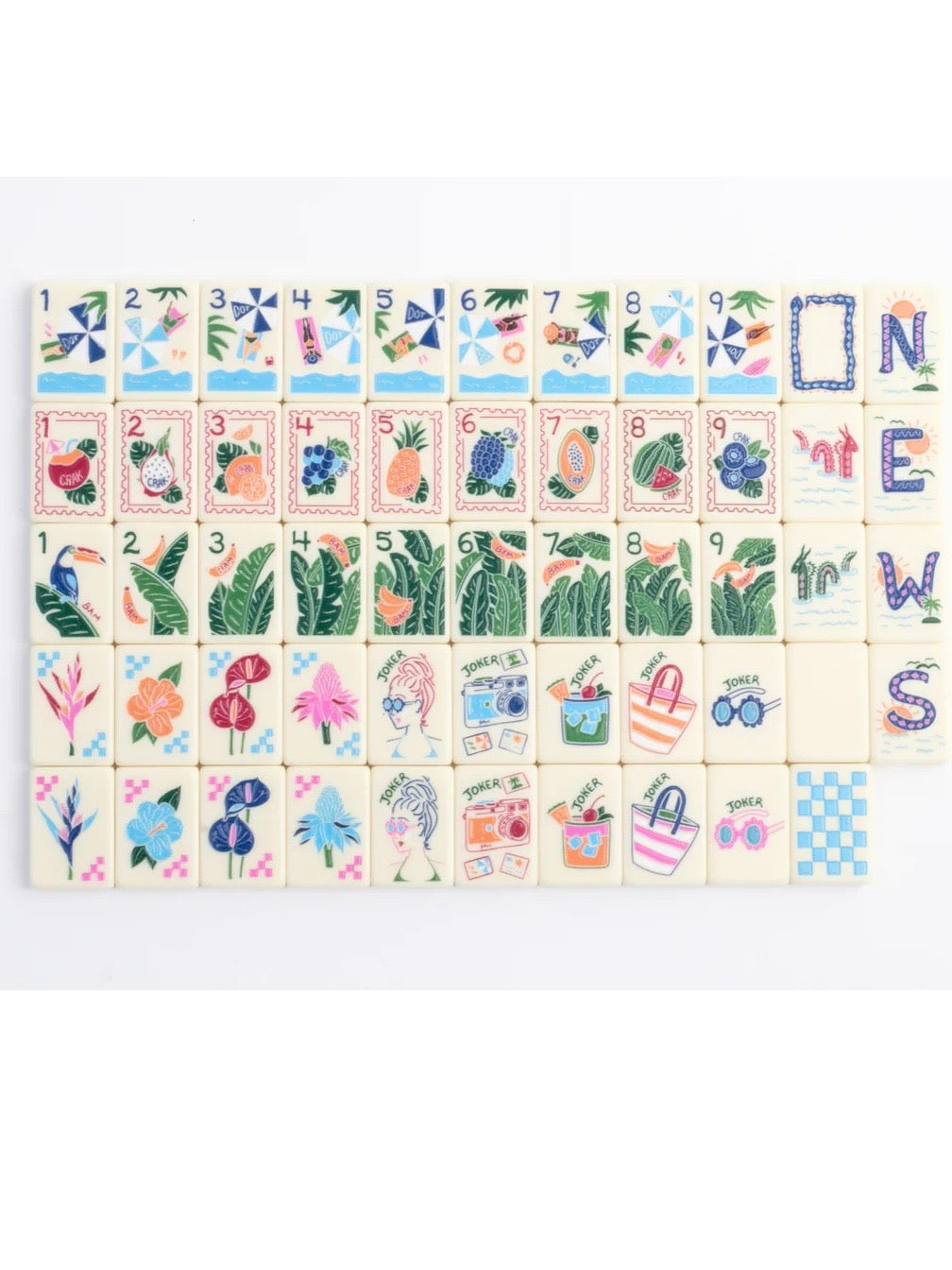 Tropical travel Mahjong tiles set