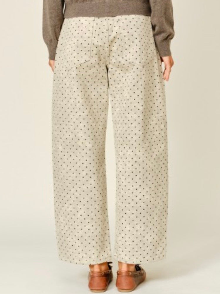 Natural polka dots Semi barrel seams set jacket and pants
