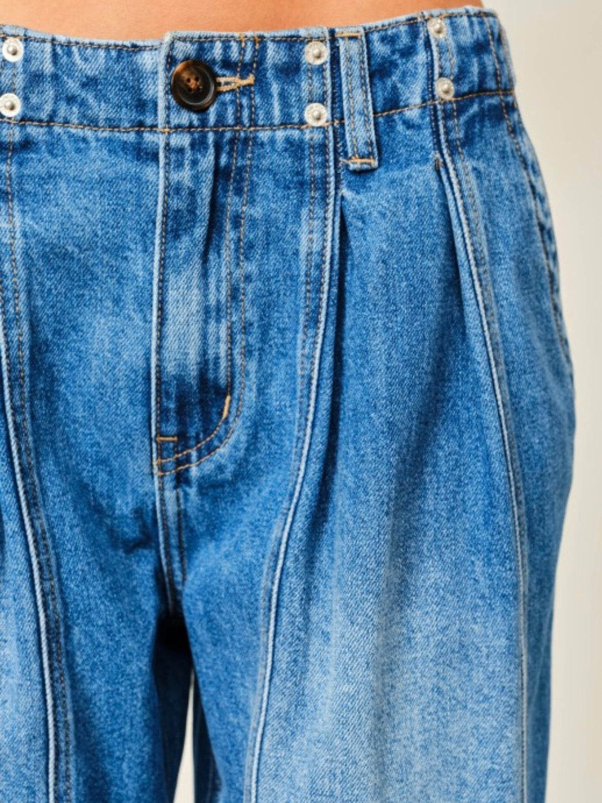Blue medium wash wide leg denim pants