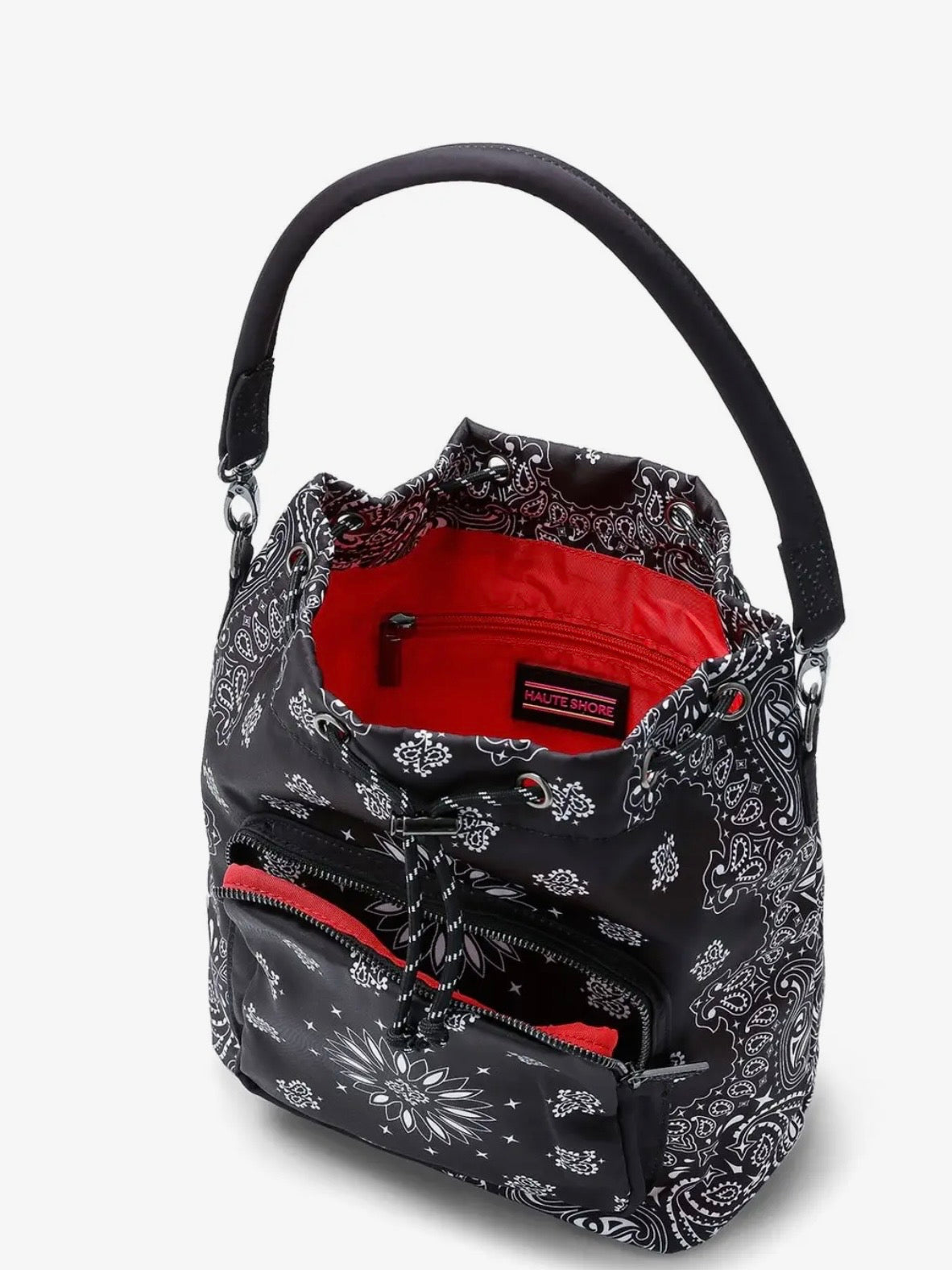 Colored bandana printed mid size crossbody handbag