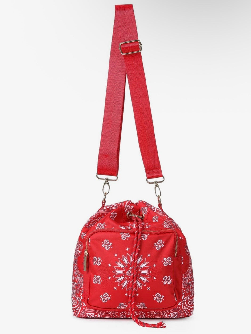 Colored bandana printed mid size crossbody handbag