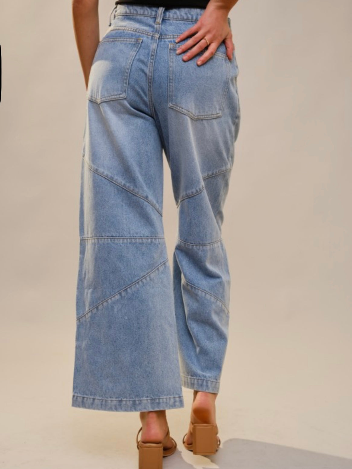 Blue baggy wide leg jeans
