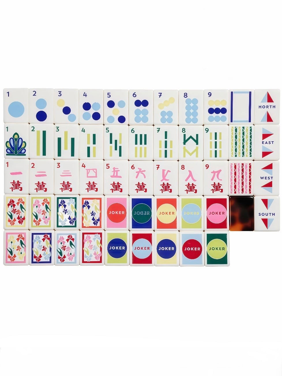 White and tortoise back joker Mahjong tiles set and mat