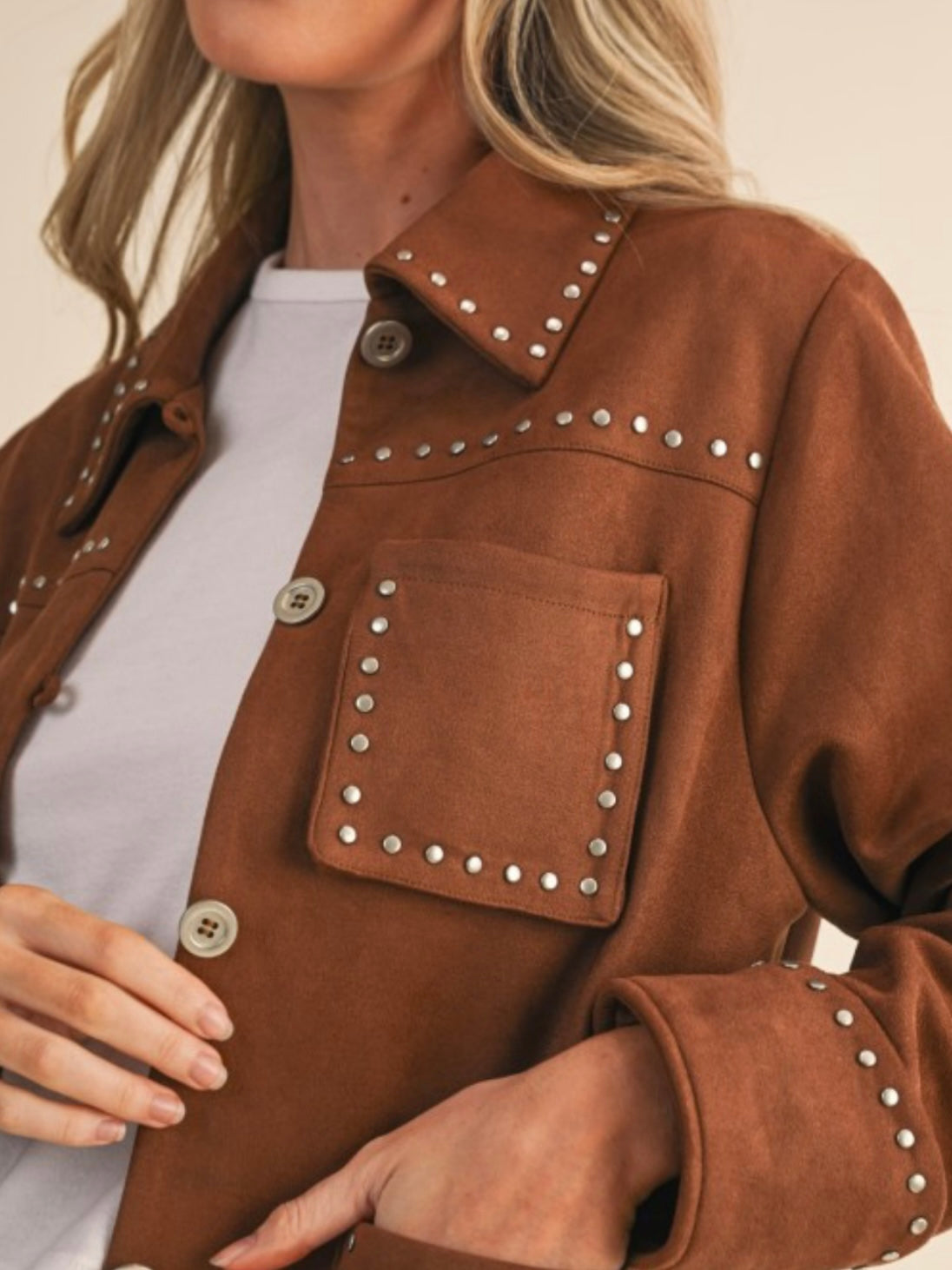 Faux suede studded jacket