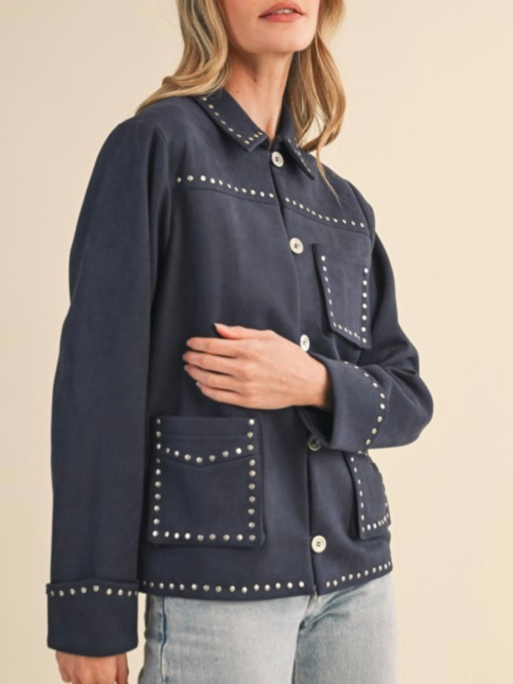 Faux suede studded jacket