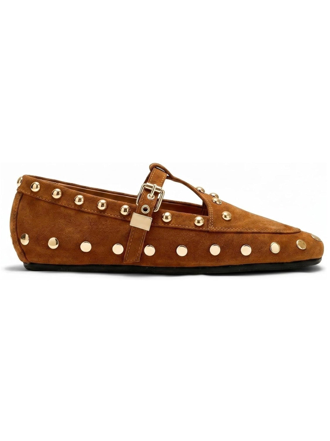 Ballet studded buckled flats shoes