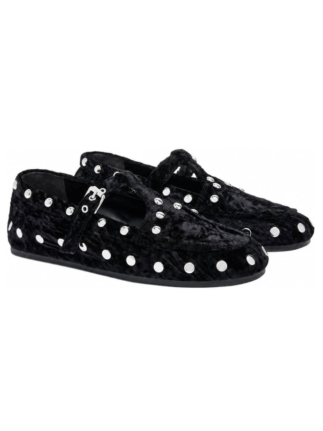 Ballet studded buckled flats shoes