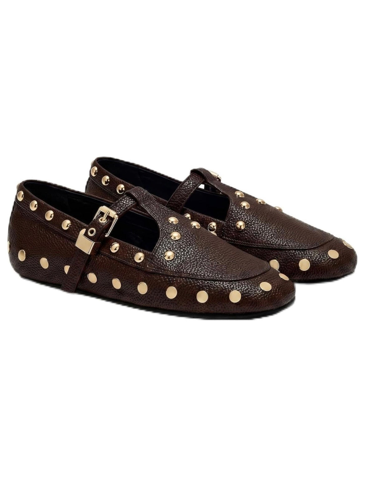 Ballet studded buckled flats shoes