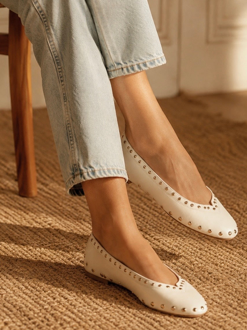 Ballet studded slip on flats shoes
