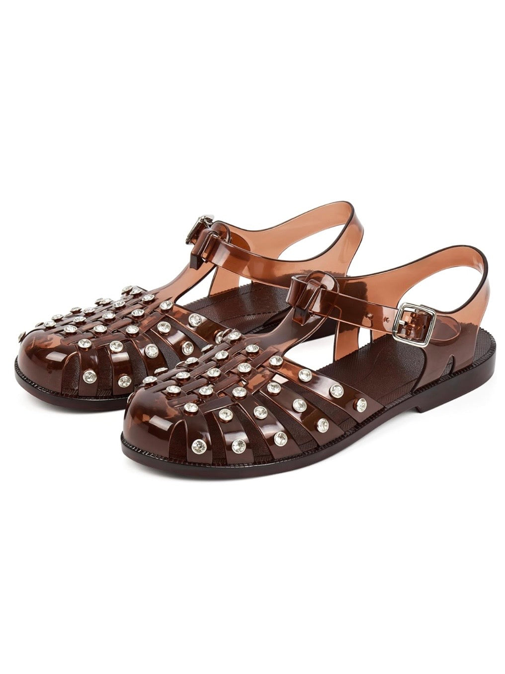 Brown jelly traslucen roman sandals