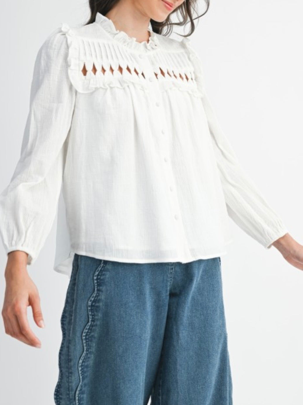 Off White ruffled cutout shirt