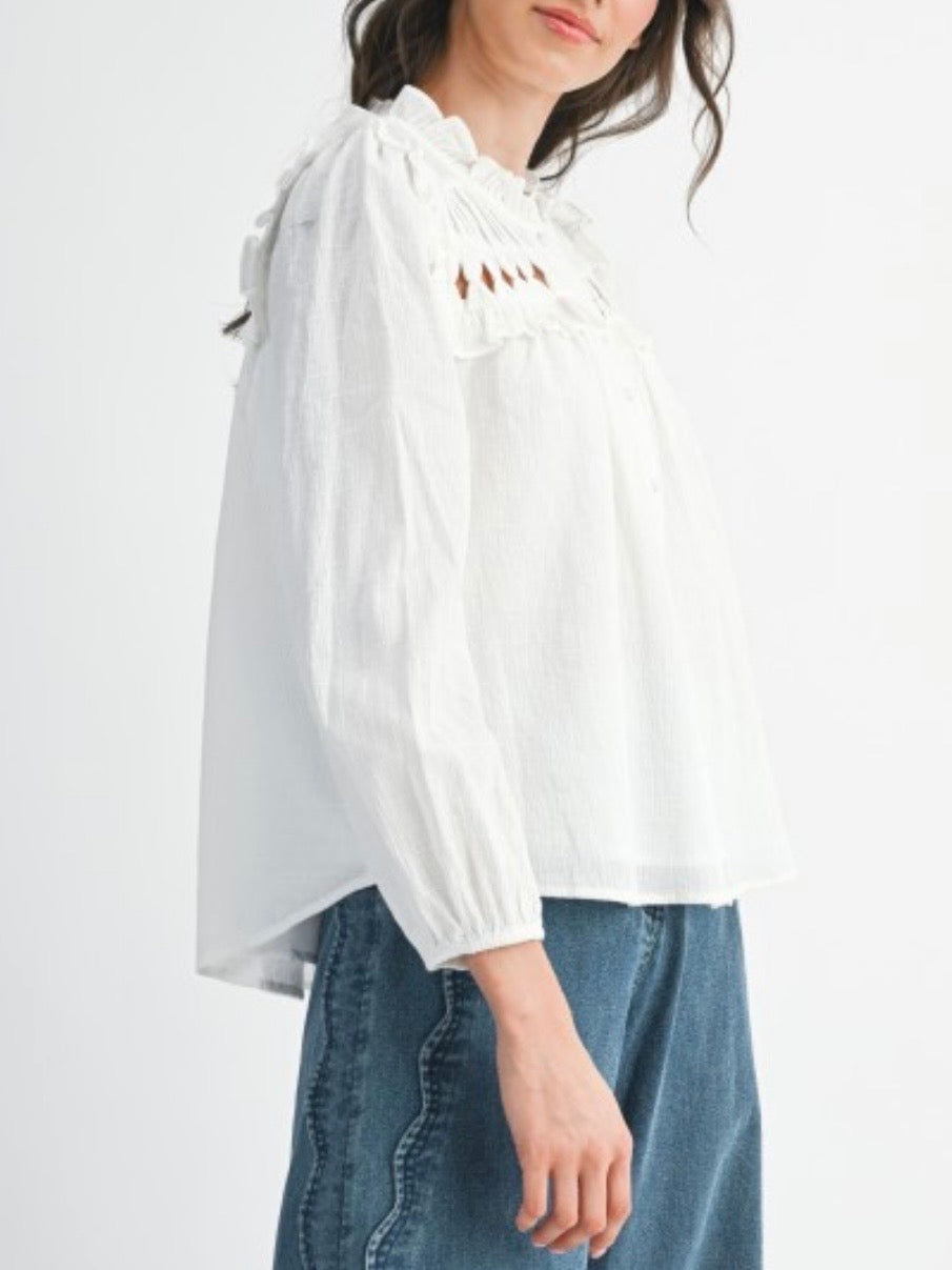 Off White ruffled cutout shirt