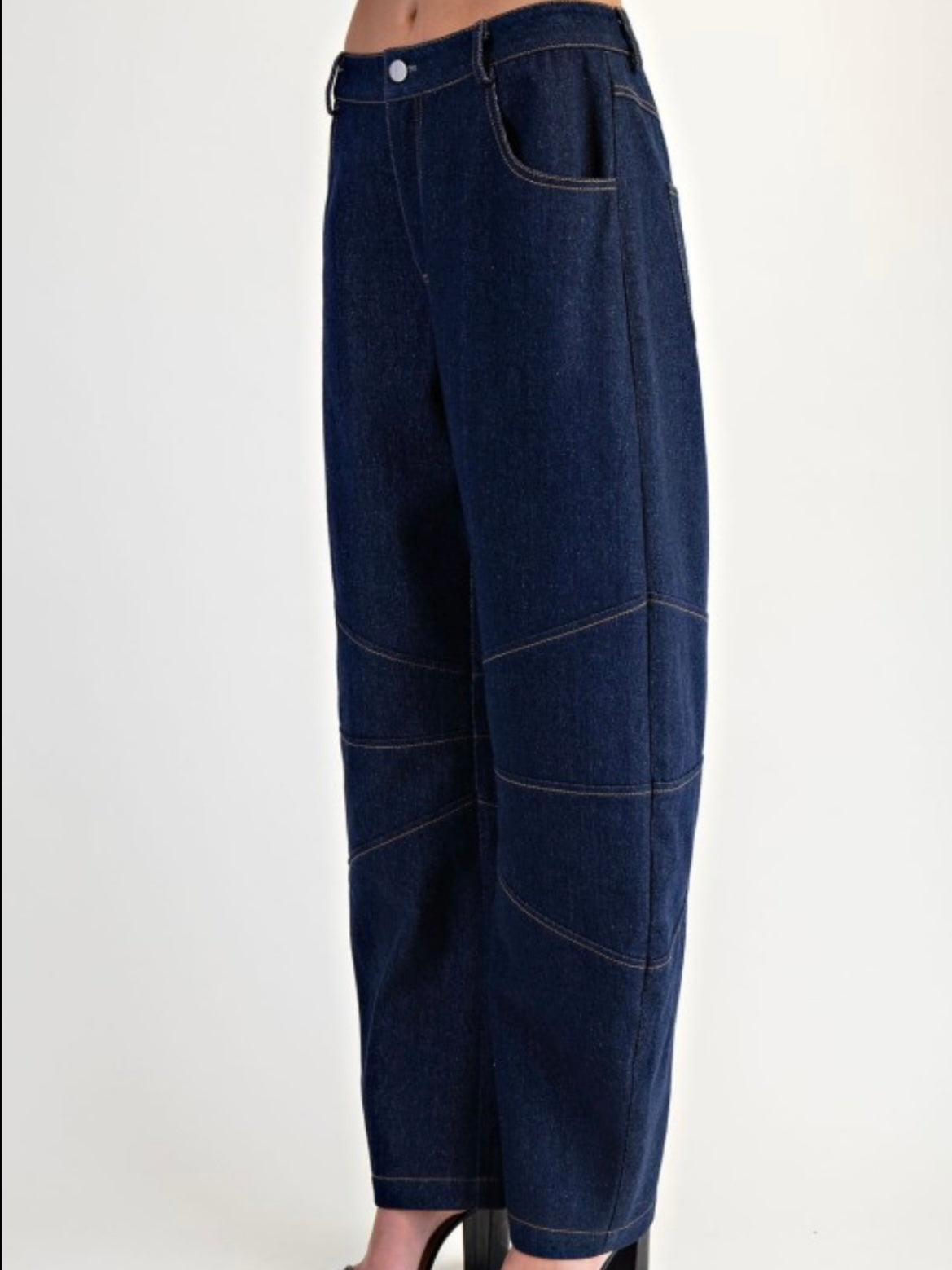 Navy Blue Barrel Pants