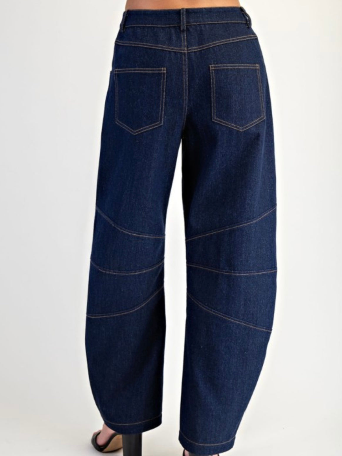 Navy Blue Barrel Pants