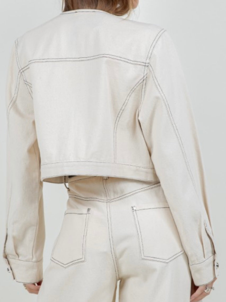 White crop top jacket