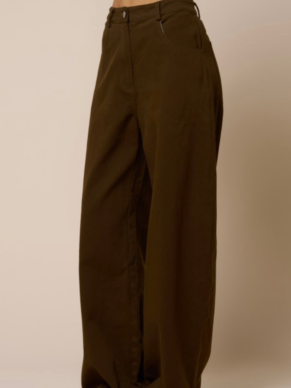 Brown block washed barrel jeans pants
