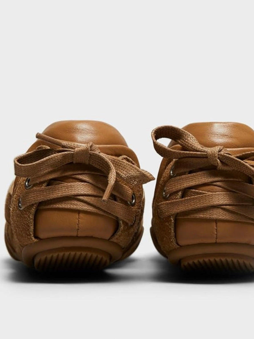 Solid colors Front tied flats shoes adjustable