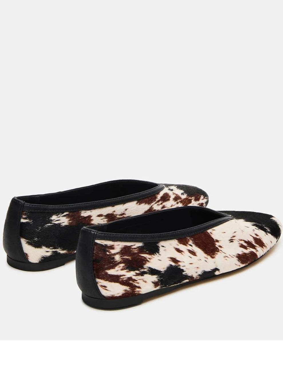 White, black and brown cow slip on loafers shoes