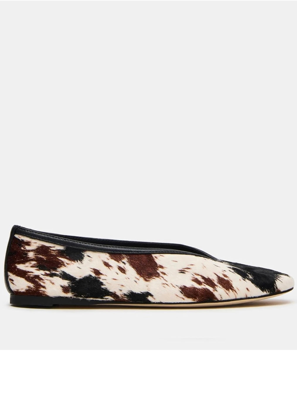 White, black and brown cow slip on loafers shoes