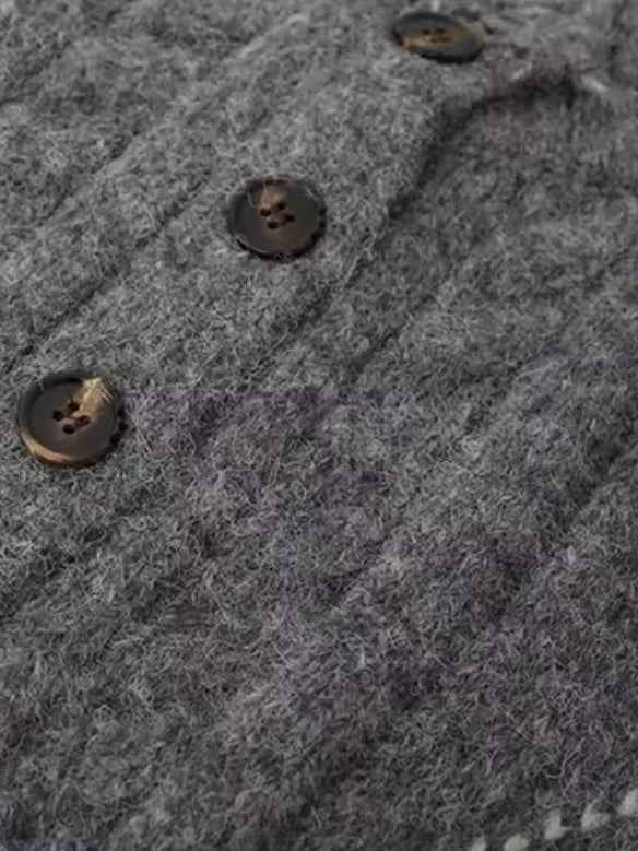 Dark Gray cardigan diamond knitted sweater