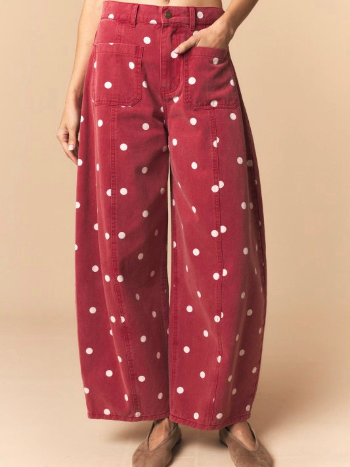 Burgundy polka dot print Pattern Barrel