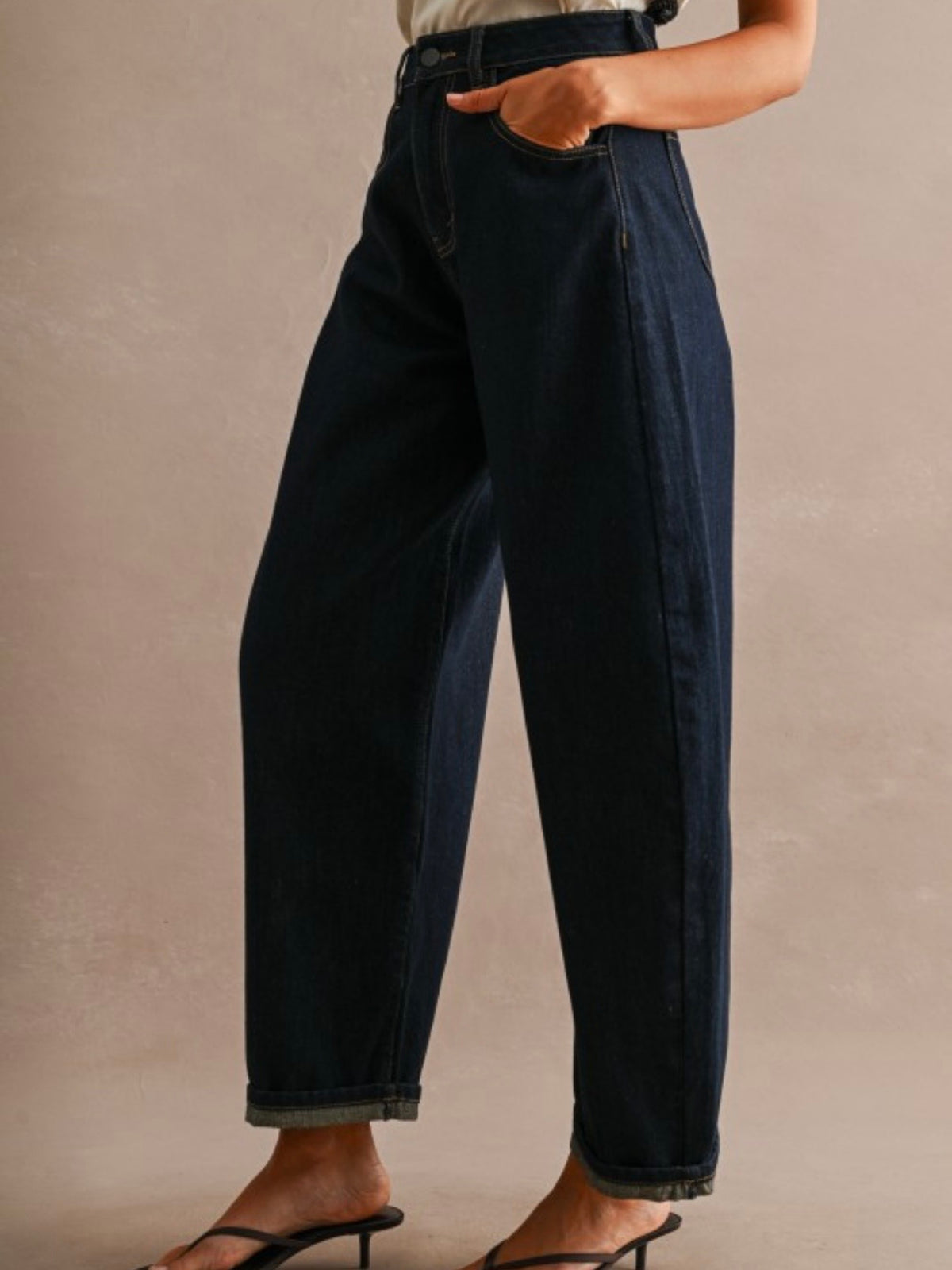 Dark Blue jeans barrel pants