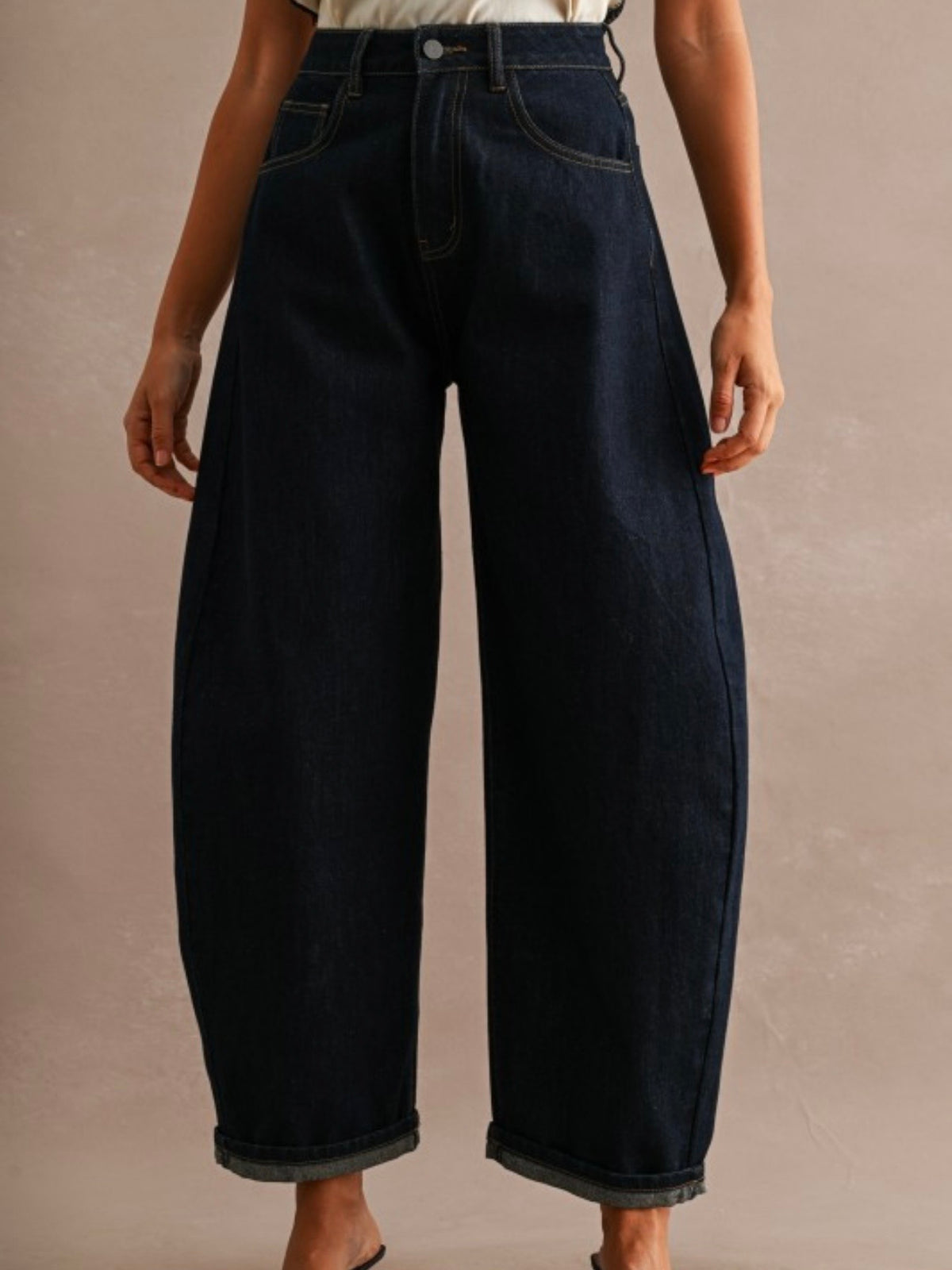 Dark Blue jeans barrel pants