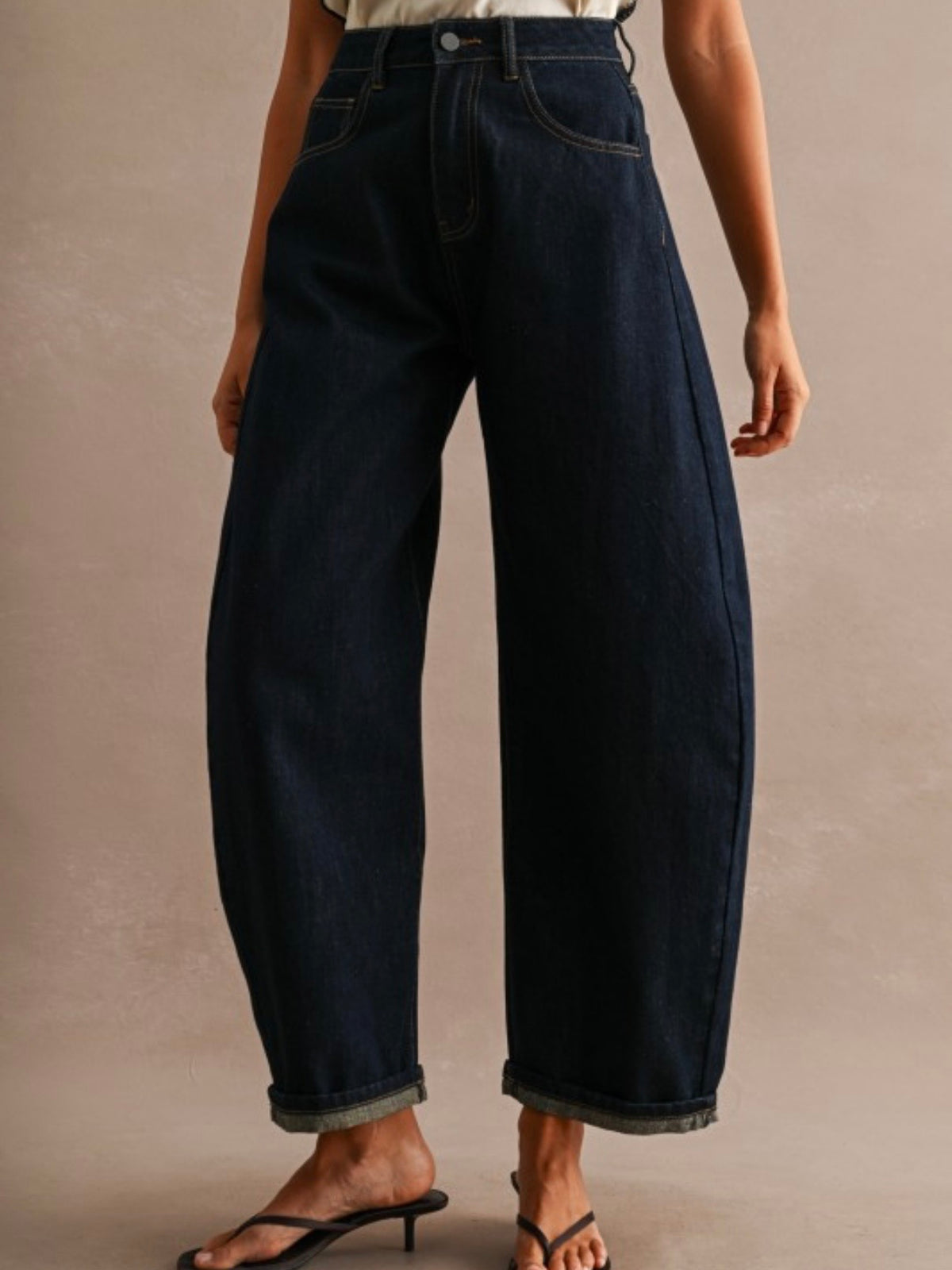 Dark Blue jeans barrel pants