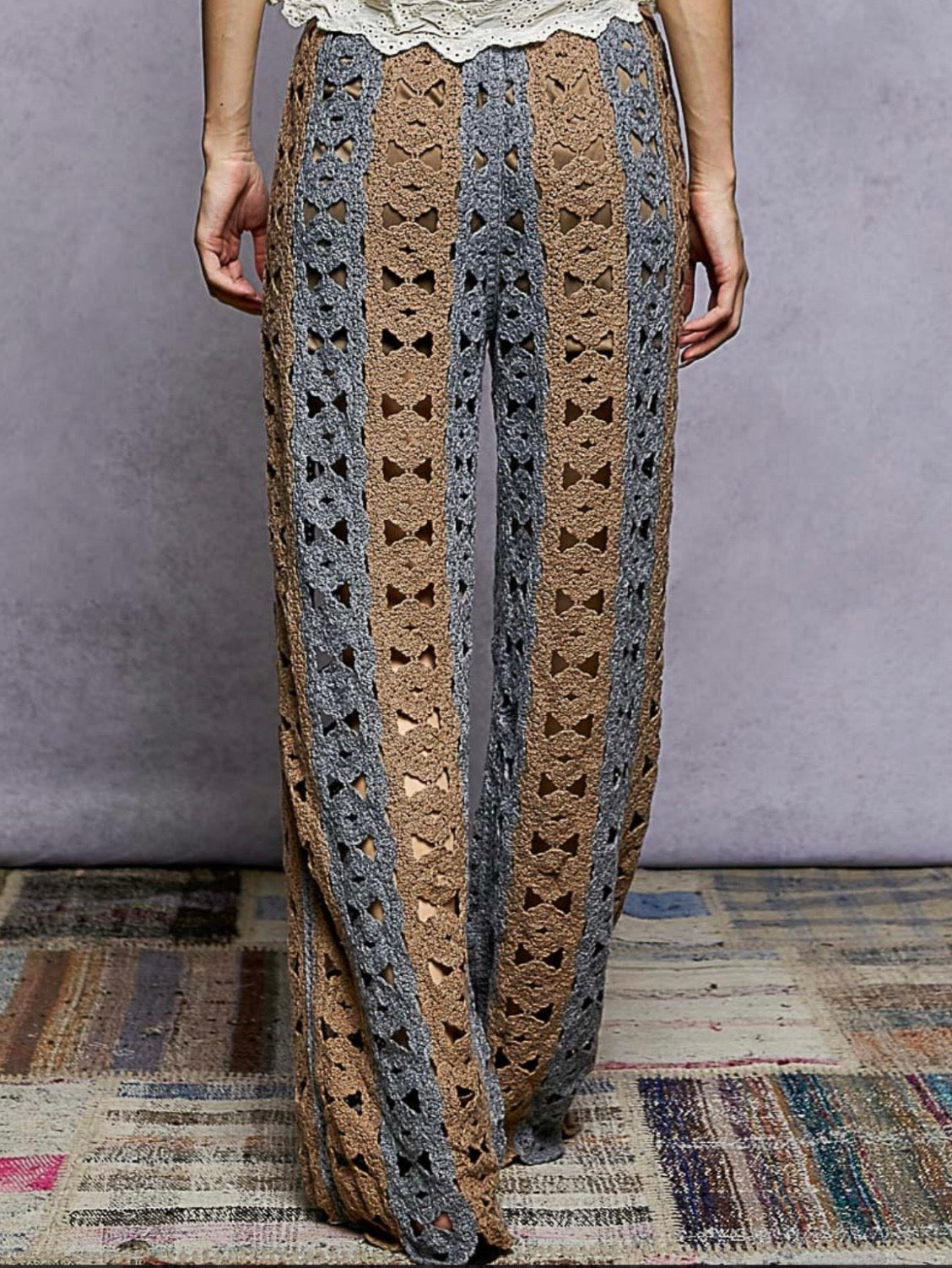 Knitted crochet two colors pants