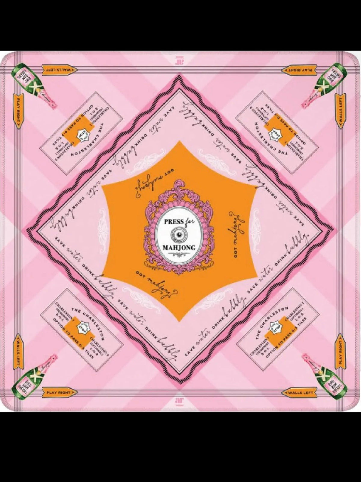 Orange and pink printed Mahjong mat