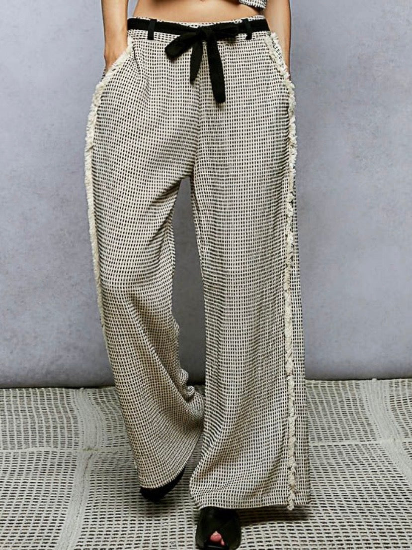 Natural beige and black set of 2 shirt and pants