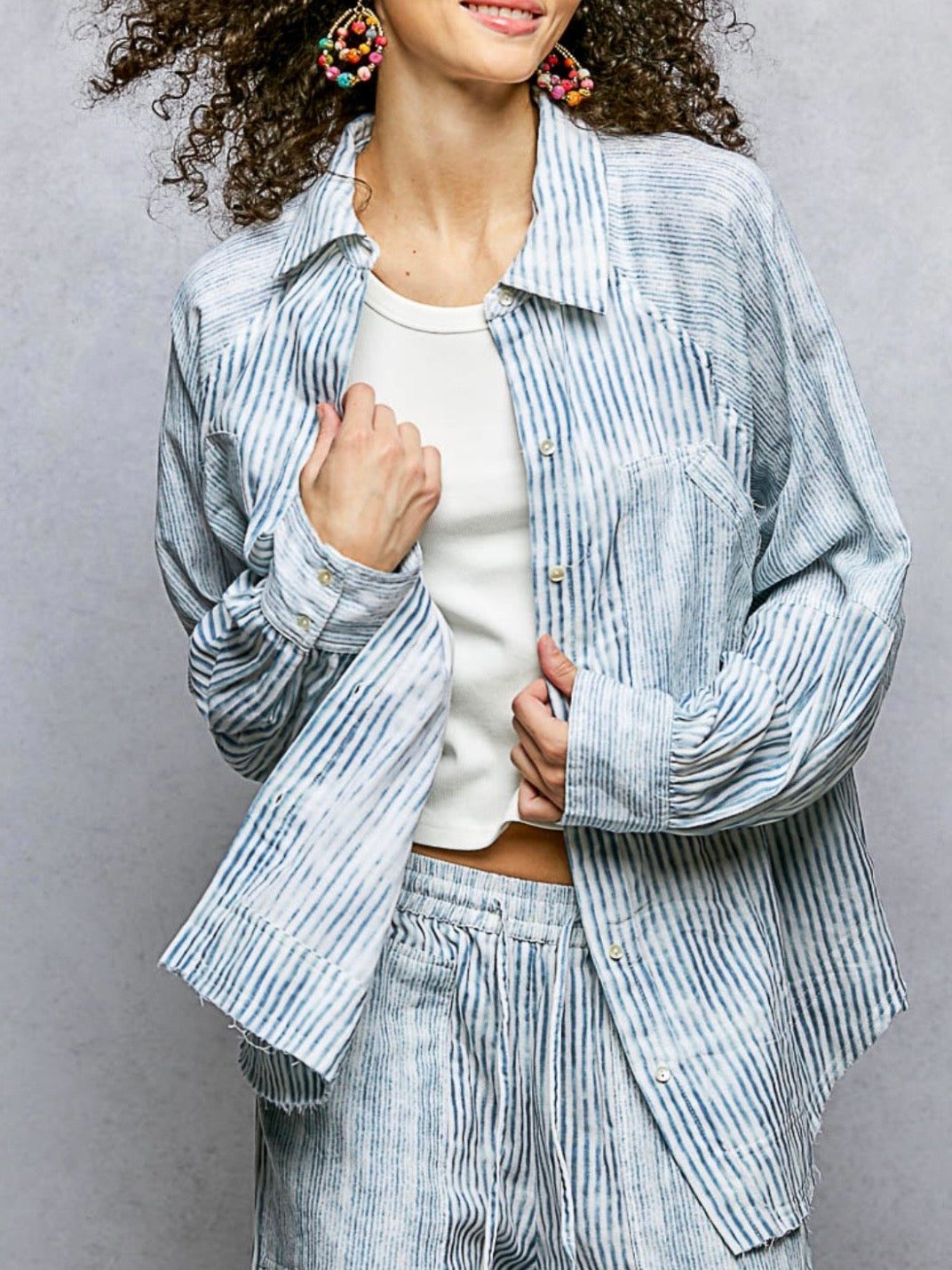 Blue striped set of 2 jacket and pants