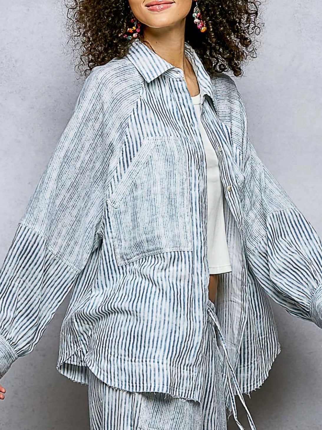 Blue striped set of 2 jacket and pants