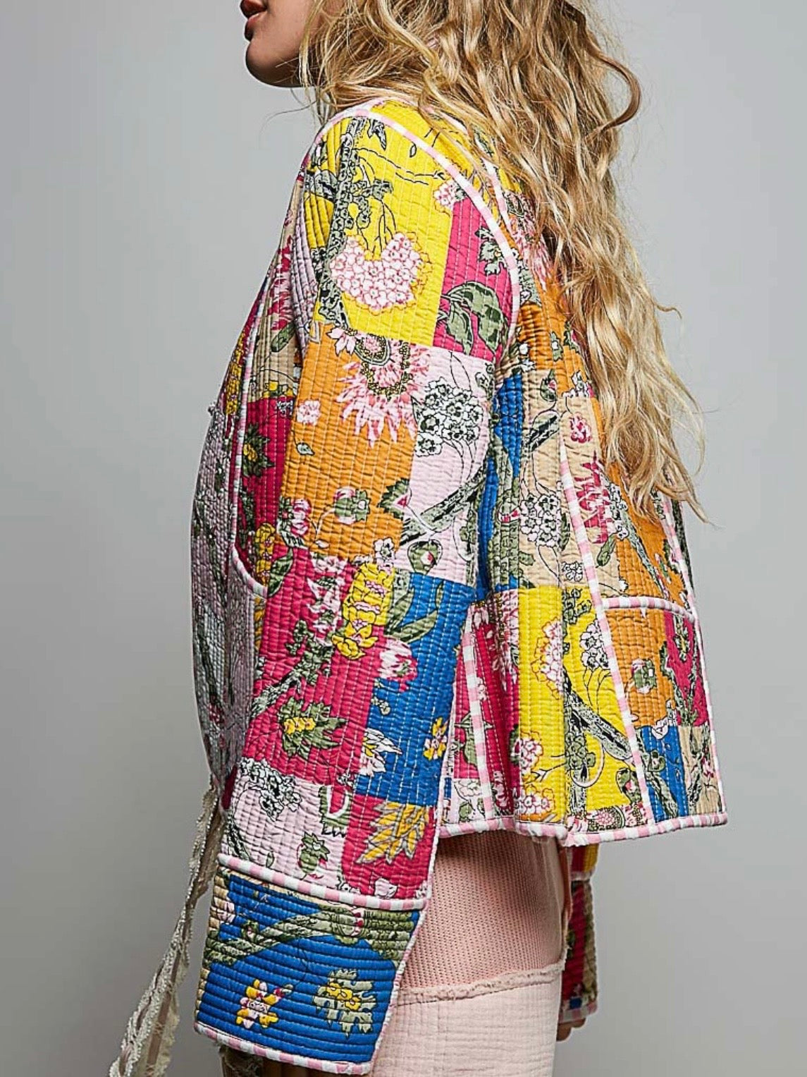 Multicolor Floral Patchwork Quilted Jacket