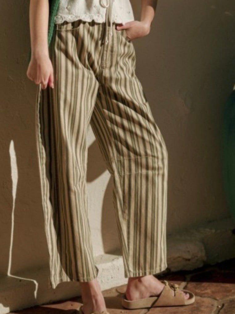 Brown and beige striped print Pattern Barrel Pants