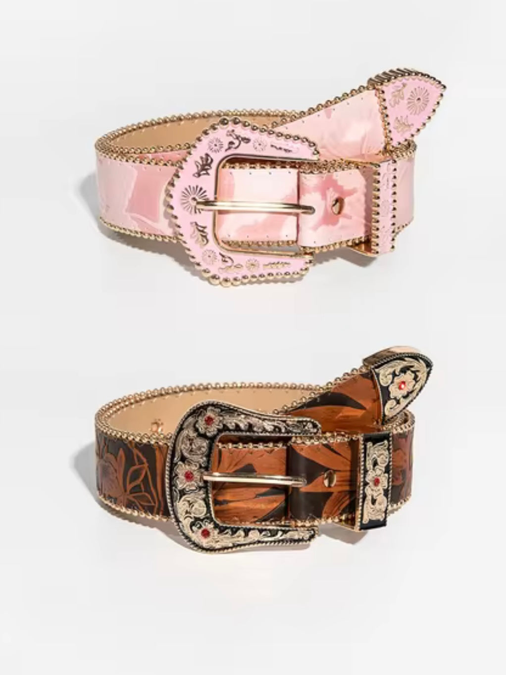Brown cowgirl buckle boho belts