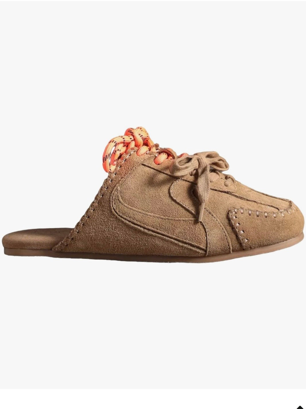 Beige and brown flats slides