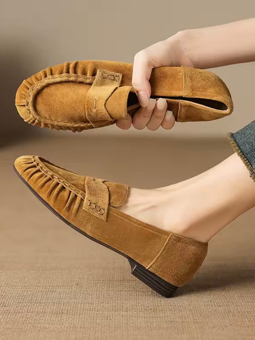 Suede slip on loafers moccasins shoes