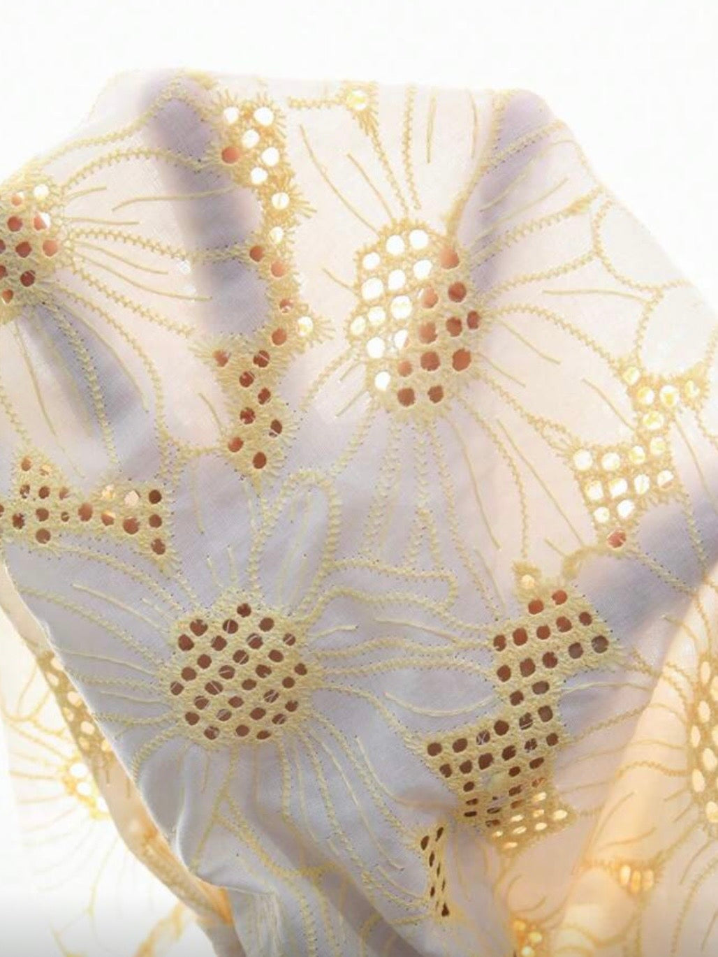 Yellow and white eyelet Lace 2-Piece Set – Top & Maxi Skirt