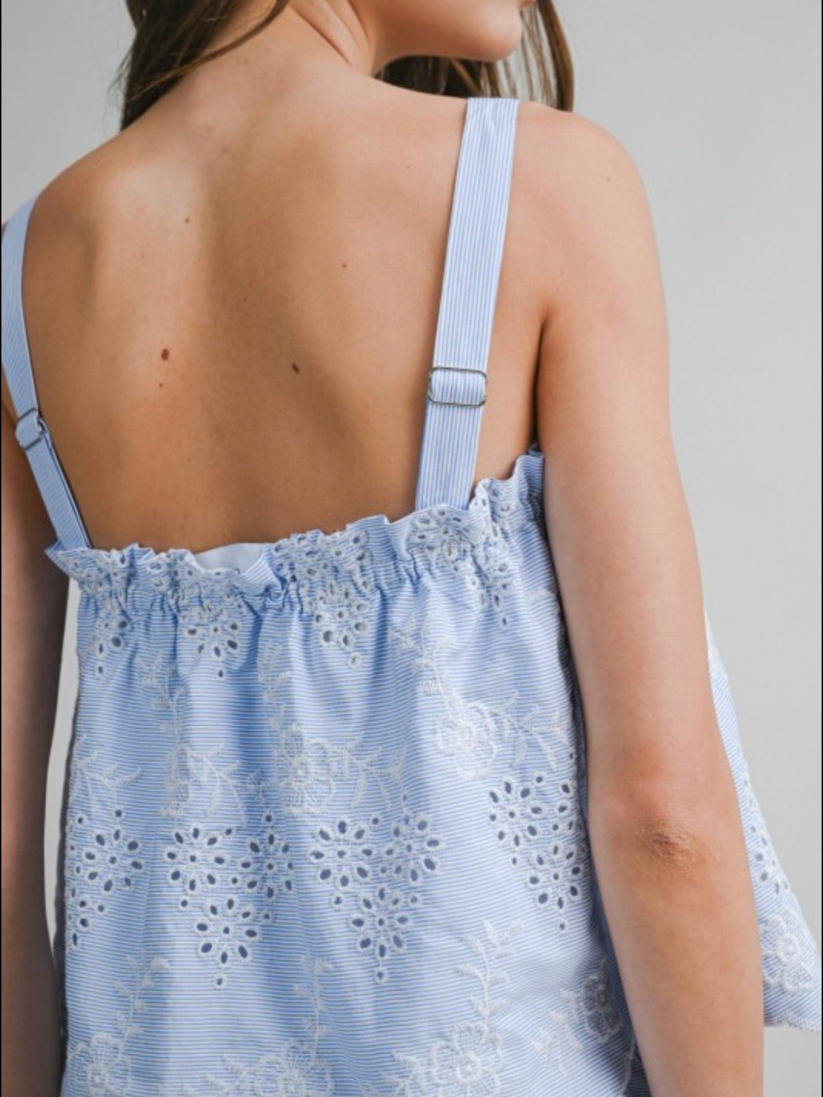 Light blue lace fabric set of 2 shirt and pants