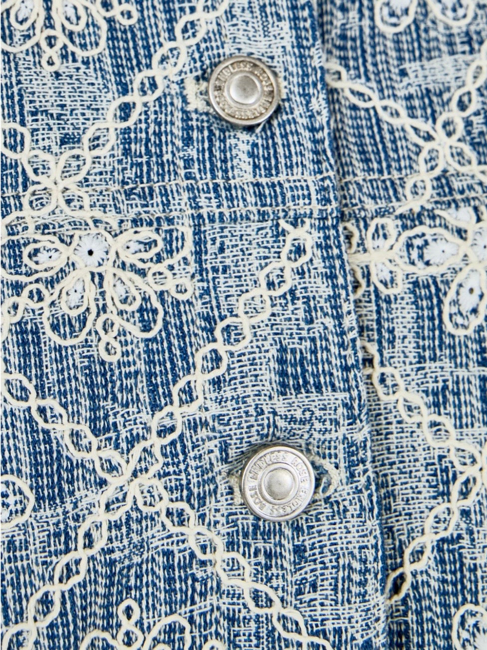 Light blue denim fabric set of 2 jacket and pants