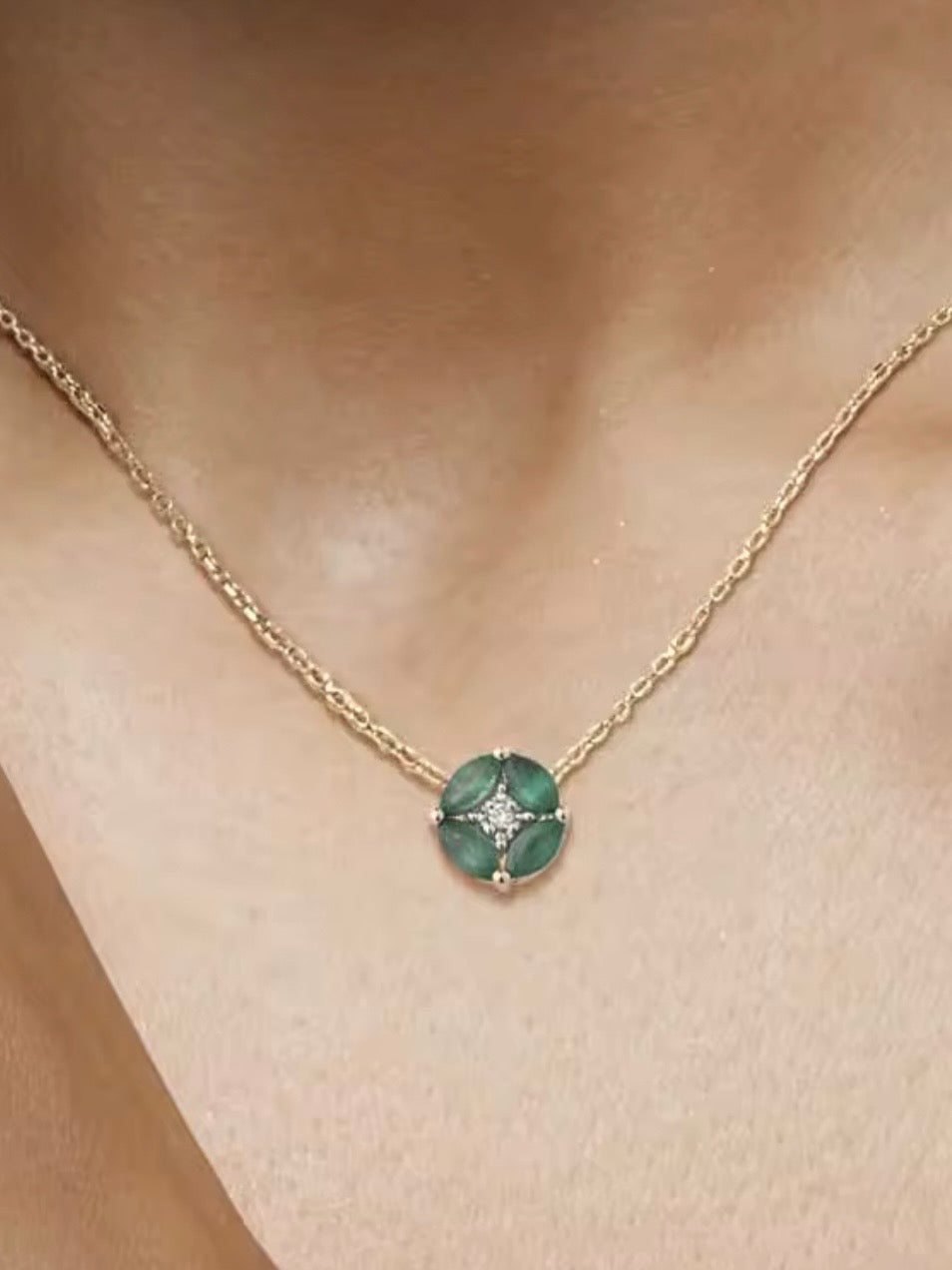 Blue / Green / Red 14k 585 gold pendant