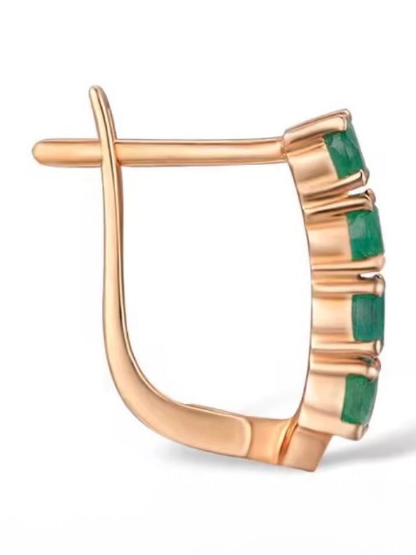 Rose gold 14k emerald hoop earrings